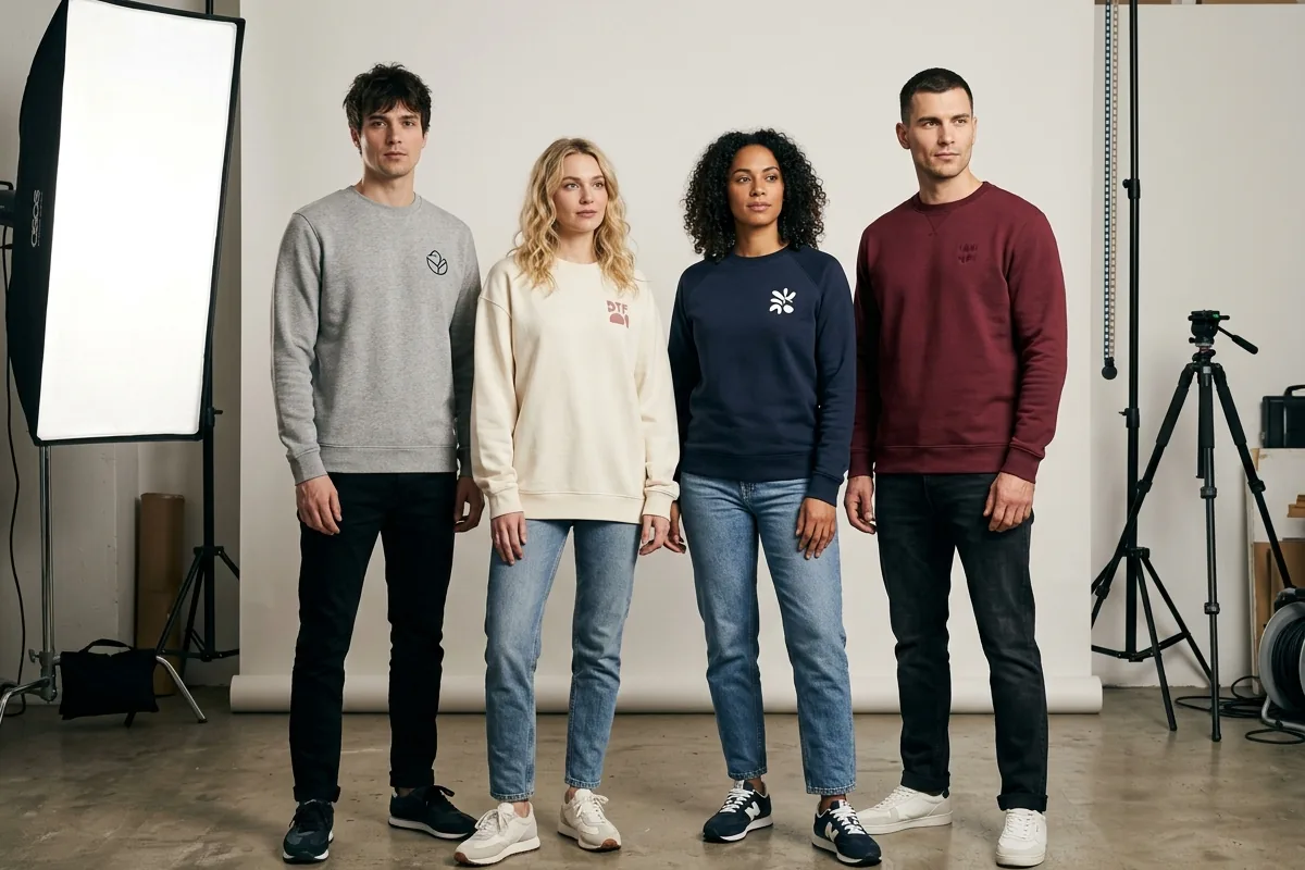 Свитшоты с логотипом — корпоративный мерч, smart-casual без капюшона, DTF и вышивка от «Аврора»
